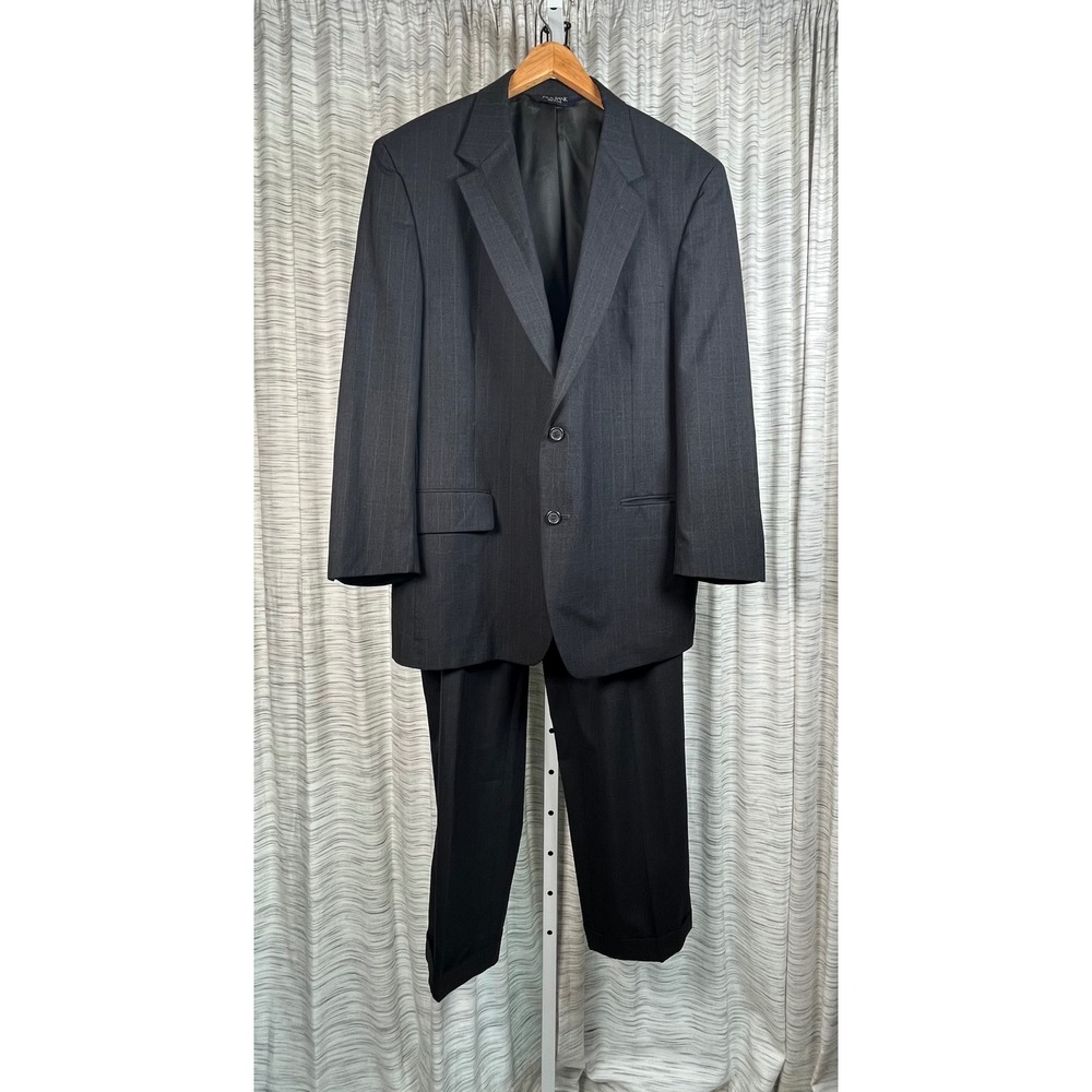 JOS A BANK BUSINESS EXPRESS Mens Charcoal Pinstripe Wool 2 Piece Suit 42R